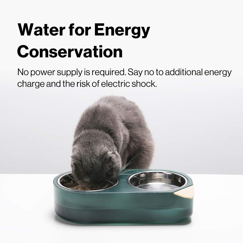 Pidan Cat Bowl Elevated Pet Feeder Raised Food and Water Bowl Stainless Steel Heating and Cooling by Water for Small Medium Large Cats and Dogs(Secret Technique of Water) (Single Bowl-L) image number 1