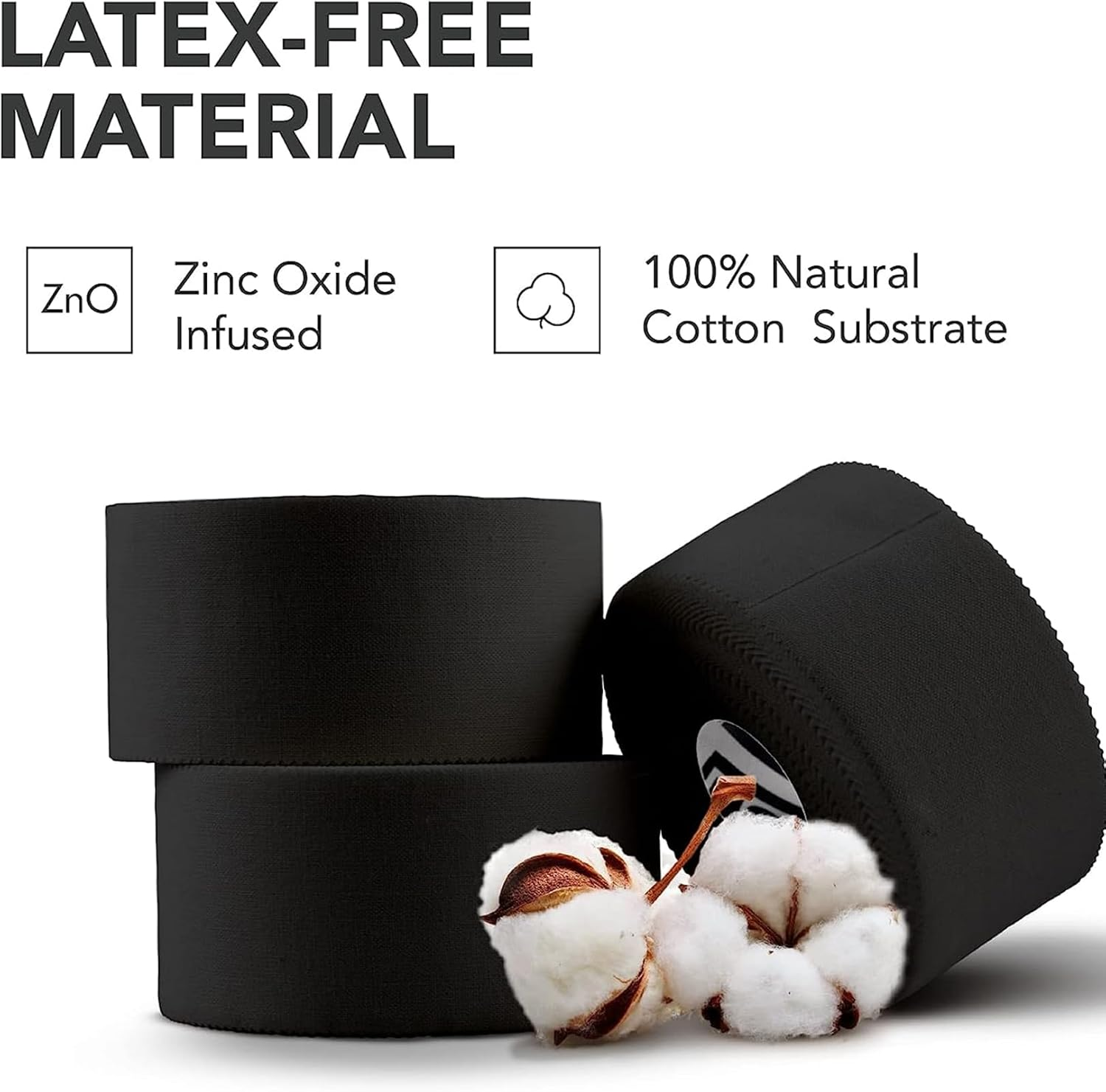 4-Pack Black Athletic Sports Tape,Very Strong Easy Tear NO Water & Sweat Resistant Therapeutic Tape for Performance Fitness Athletes, Protect & Assist Motion, Injury Recovery image number 6