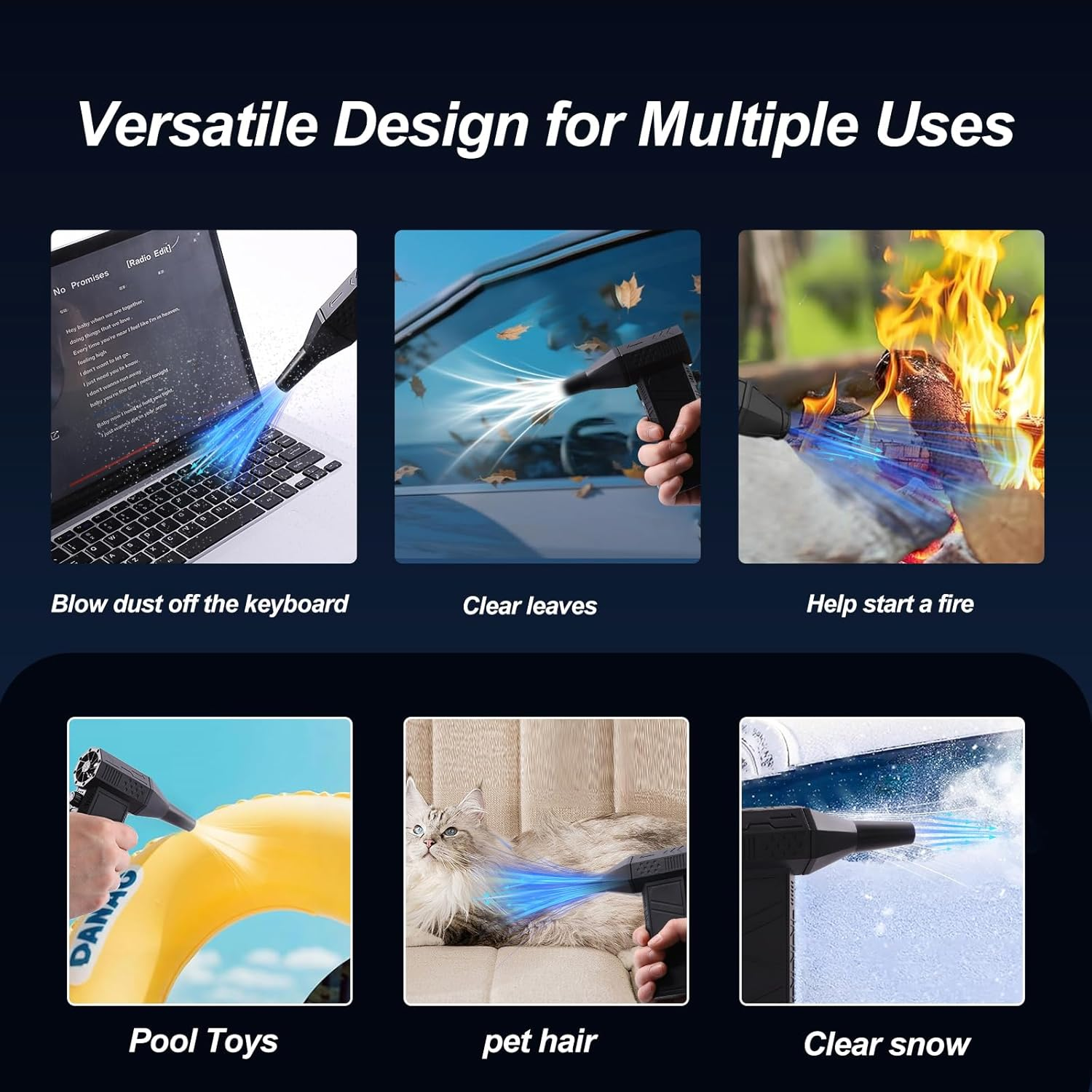 Compressed Air Duster, 130,000 RPM High-Speed Motor with Stepless Speed Control, Rechargeable Electric Turbo Jet Blower with Vacuum Cleaning Kit for Computers, Keyboards, Electronics, Snow, and Cars image number 4