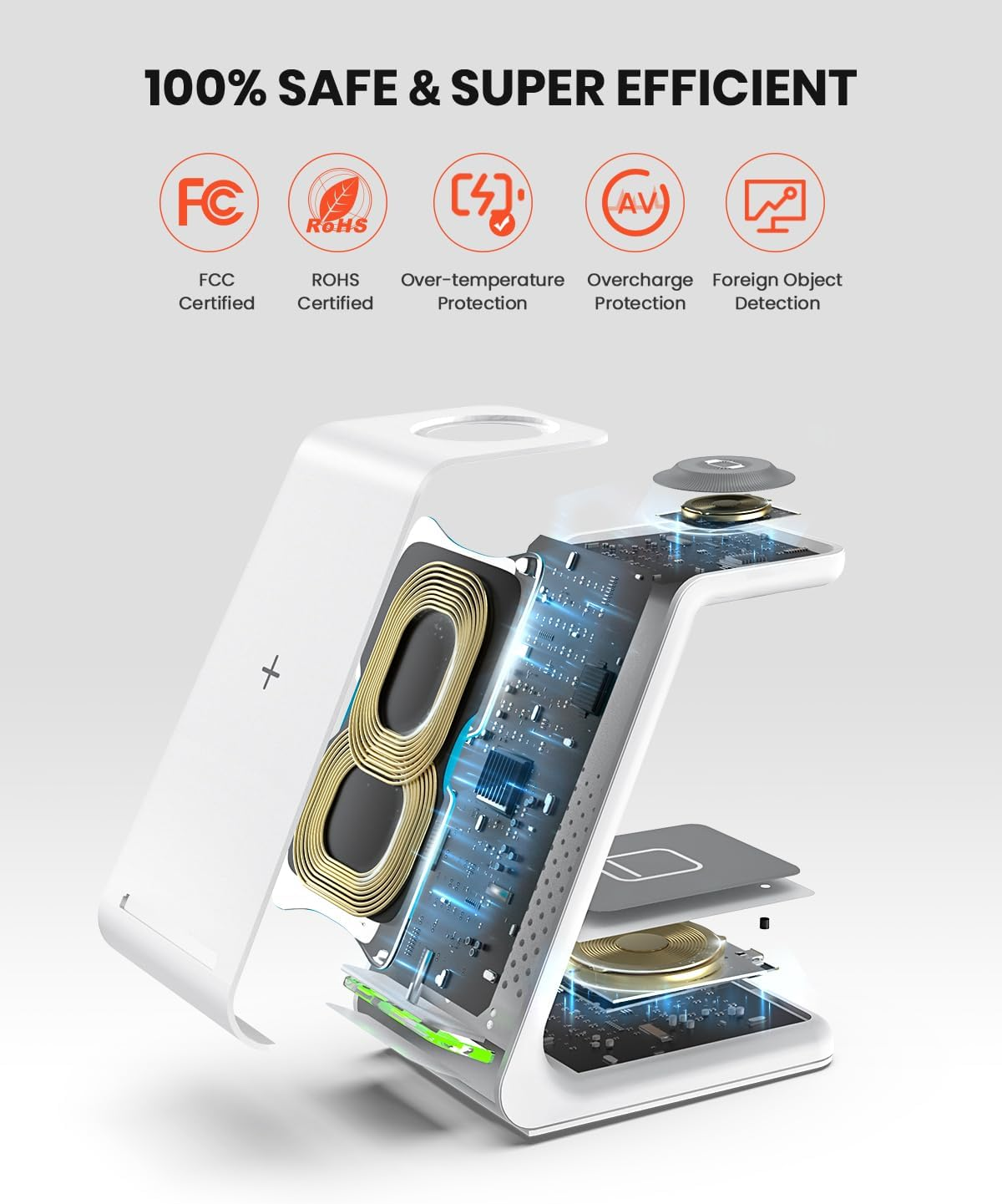 GEEKERA 3 in 1 Wireless Charging Station for Apple, Fast Wireless Charger Stand Dock for Iphone 17 16 15 14 13 12 11 Pro Max plus XR XS X, Apple Watch Ultra/11/10/9/Se/8/7/6/5/4/3/2, Airpods Pro/4/3/2 image number 1