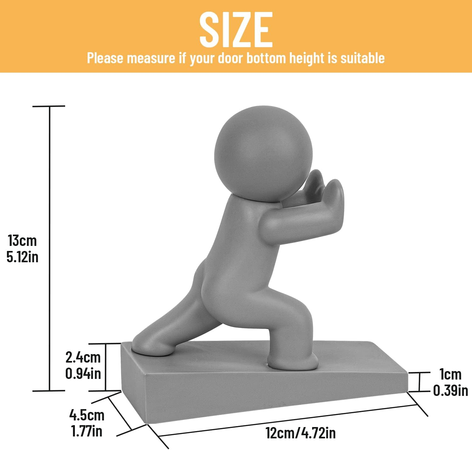 Cute Door Stopper, Decorative Door Stop, Protects Your Floors, Gray 1 Pack (Patented) image number 2