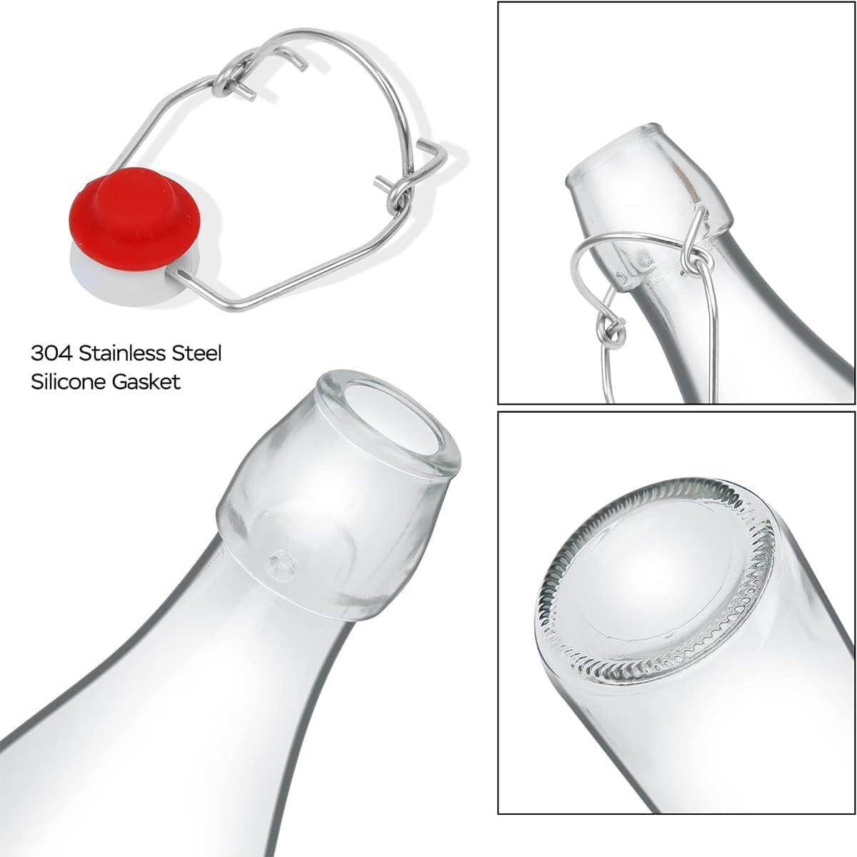 10Pack 250Ml Swing Top Glass Bottles, 8.5Oz Flip Top Beer Brewing Bottles with Stoppers for 2Nd Fermentation, Kombucha, Wine, Vanilla Extract, Juice, Tea, with Airtight Stopper Cap Lid, Pourers image number 5