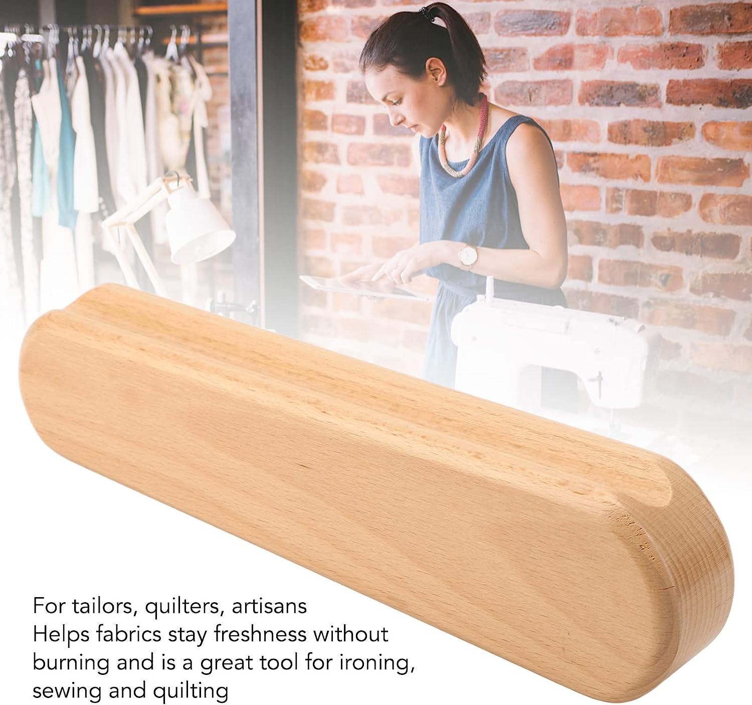 Tailors Clapper, Beech Wood Multipurpose Clapper Sewing Tool Easy Grip Safe Eco Friendly Lightweight Durable Quilters Clapper for Pressing, Sewing, Quilting and Steam Ironing image number 6