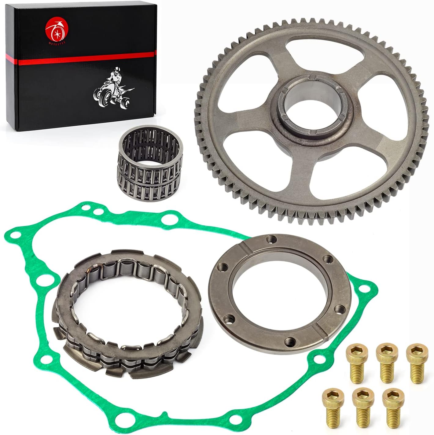 Starter Clutch One Way Bearing and Gear Idler Kit & Gasket for Honda 1999-2007 TRX400EX Sportrax 400 2X4