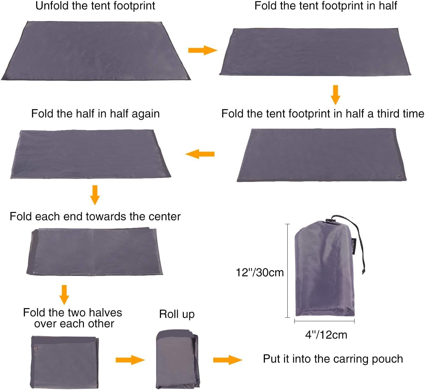 REDCAMP Waterproof Camping Tarp - 36"X83"/55"X83"/71"X83"/82"X82"/95"X83", 4 In1 Multifunctional Tent Footprint for Camping, Hiking and Survival Gear, Lightweight and Compact - 4Person image number 3