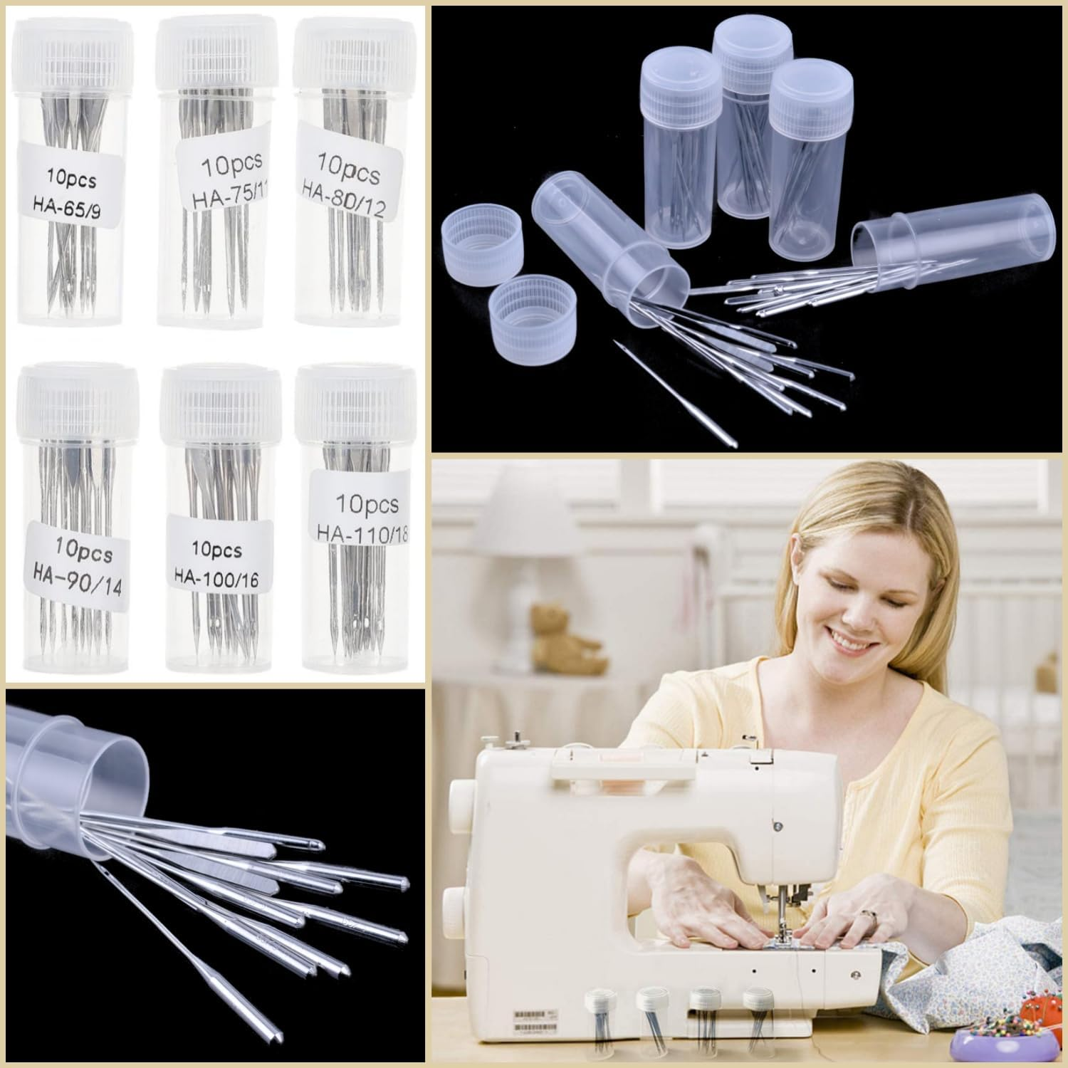 Taicols Sewing Machine Needles, 60 Pcs Universal Sewing Machine Needles, Sewing Needles, Heavy Duty Standard Needles for Singer, Brother, Janome, Varmax, Size 65/9, 75/11, 80/12, 90/14, 100/16, 110/18 image number 3