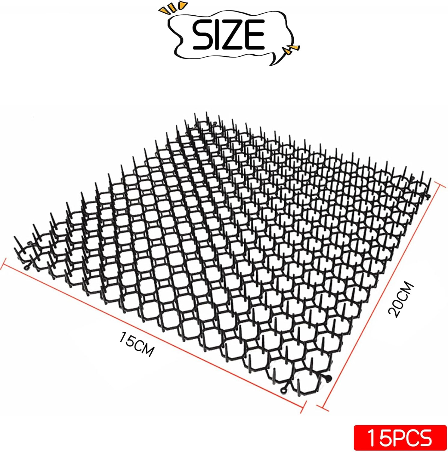 Thorn Grid against Cats, 15 Pieces Cat Mat with Spikes, Thorn Grid, Animal Barrier against Cats, Animal Repellent, Scat Spike, Animal Barrier, Thorn Grid, Cat Repellent for Cats, Rabbits, Birds image number 3