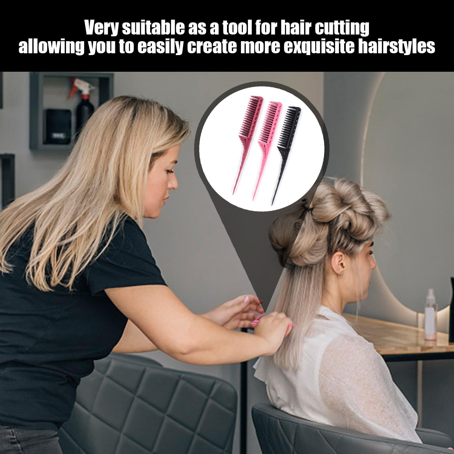 3 Pieces Plastic Comb, Hair Salon Tool, Styling Comb, Hair Styling Tool, Hair Fighter Tool image number 4