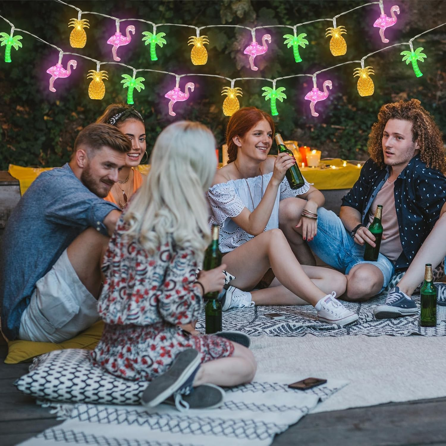 Foanlerck 3 M 20 LED Fairy Lights with Pineapple Flamingo Palm Trees Fairy Lights Bedroom Decoration, Battery Operated, Fairy Lights for Summer Party Decoration Beach Tropical Party Decoration image number 6