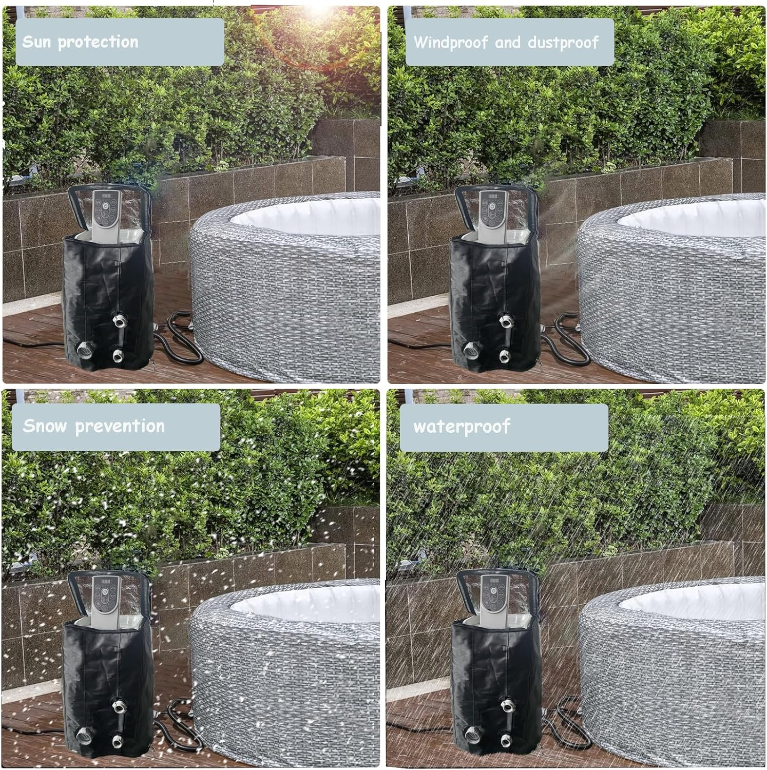 XCZ Hot Tub Pump Cover. with Thermal Insulation Aluminum Film, Waterproof, Sunscreen, Insulation. Spa Heat Pump Insulation Cover. (Black, Cover Only)