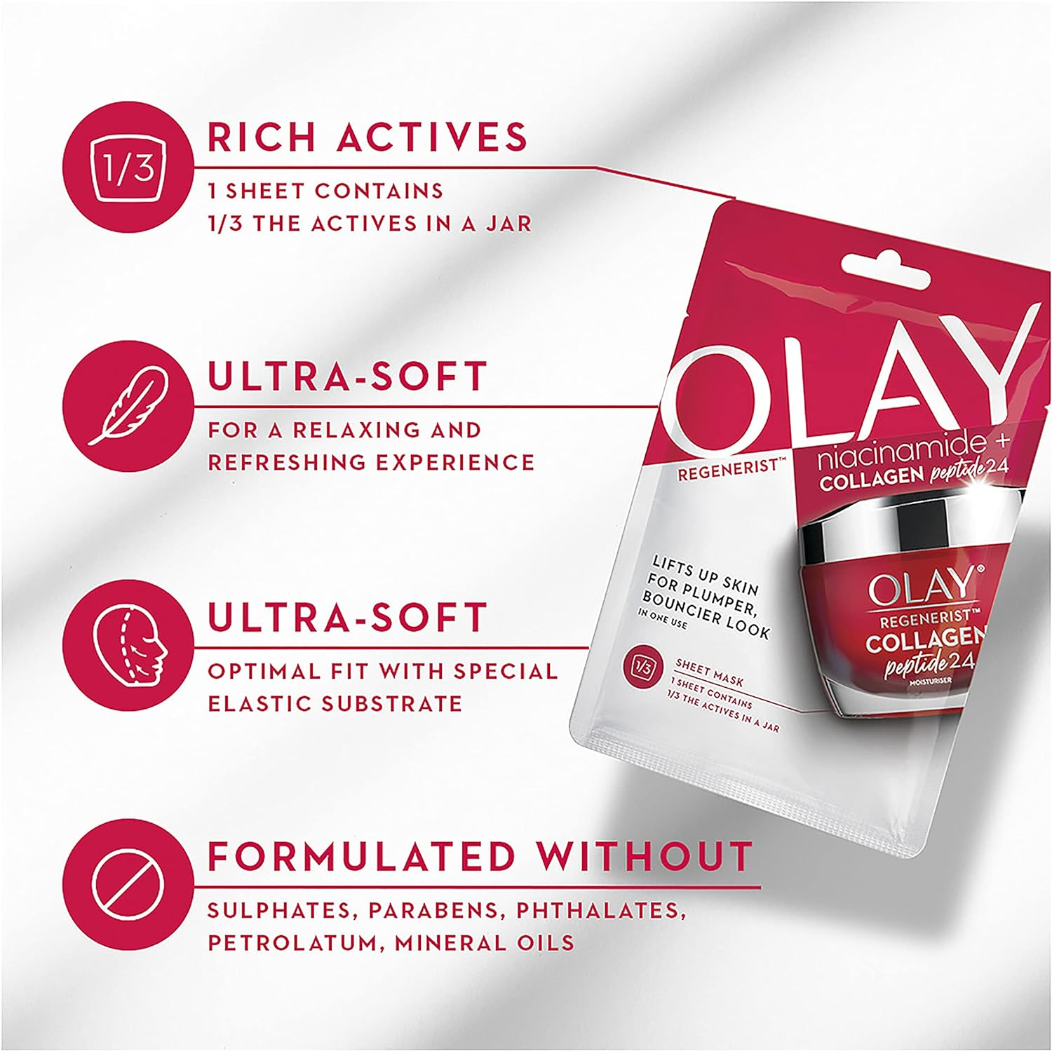 Olay Regenerist Niacinamide + Collagen Peptide 24, 1 Sheet Mask