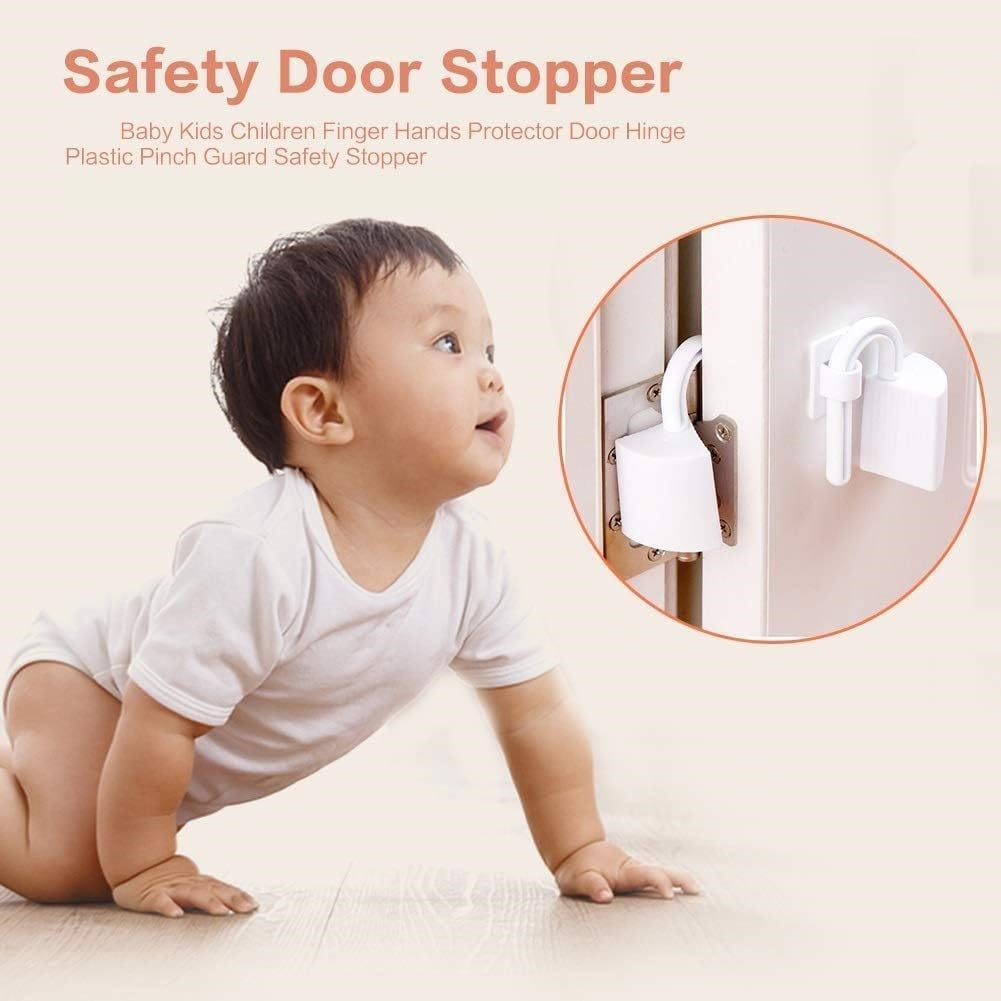 4-Pack Door Finger Guards &ndash; Baby Proof Door Hinge Protectors, Child Safety Pinch Prevention Stoppers, Anti-Slam Finger Guard for Kids & Toddlers (White) image number 2
