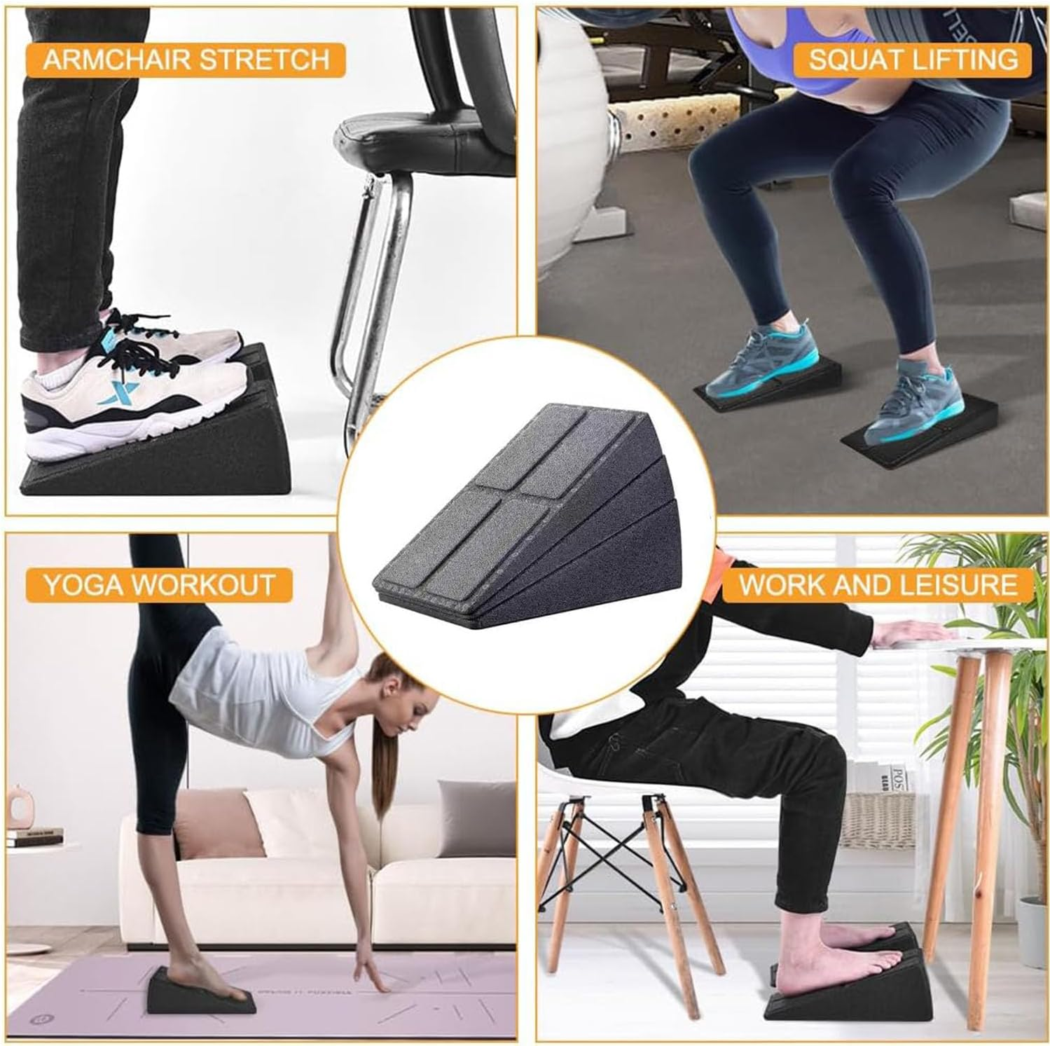 Adjustable Angle Slant Board for Calf Stretching, Strengthening & Mobility Improvement, Non-Slip, Multi-Functional, Black, EPP Foam image number 3