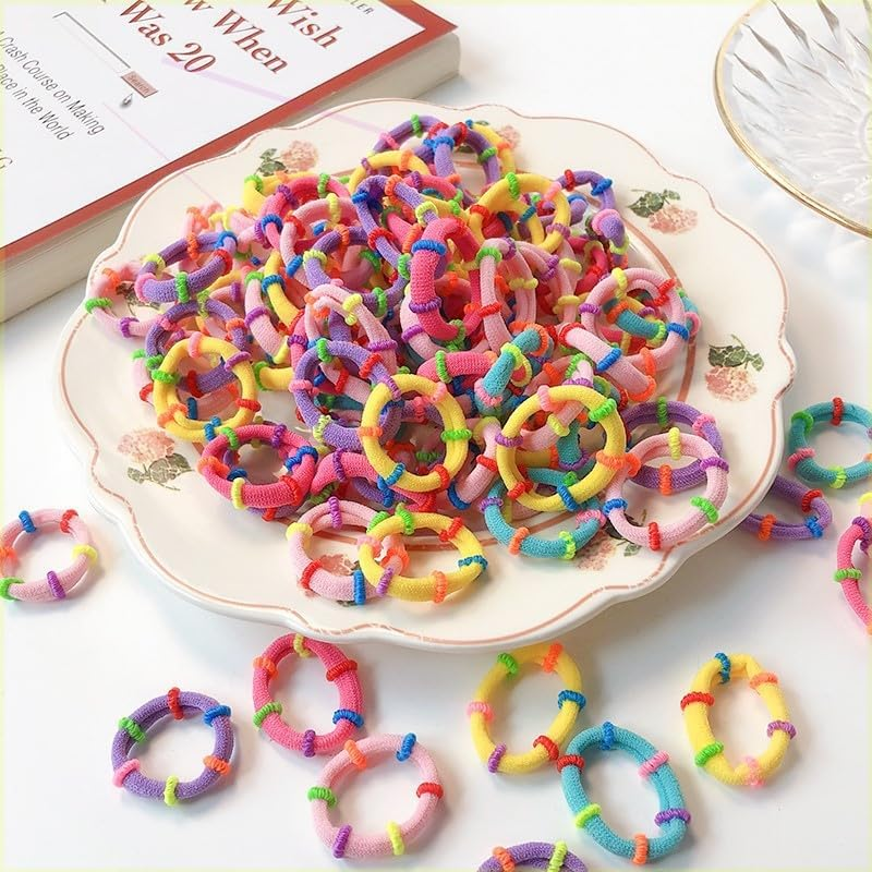 100 Macaron-Colored Leather Ropes, Seamless Cotton Stretchable Hair Bands, Cute Colorful Hair Bands, Hair Accessories for Girls and Children image number 1