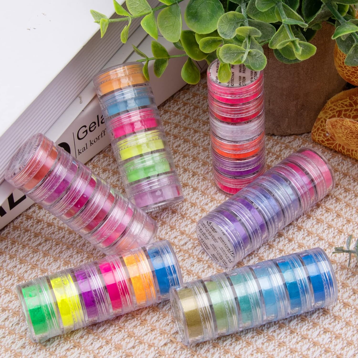 Duufin 36 Colors Nail Pigment Powder Colorful Luminous Iridescent Glitter Pearlescent High-Gloss Halo Powder Pigments for Nail Art, Body and Crafts image number 1