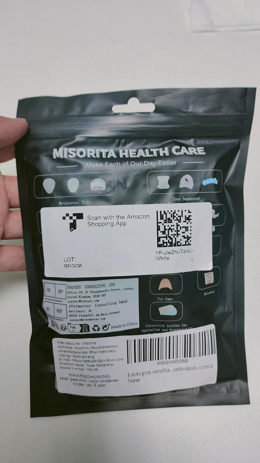 8 Pack Big Toe Spacers Toe Separators for Women Men, Sweat-Absorbent Elasticated Strap Designed and Non-Slip Toe Separators That Do Not Come off Easily for Overlapping Toes Bunion Correct Toes image number 2