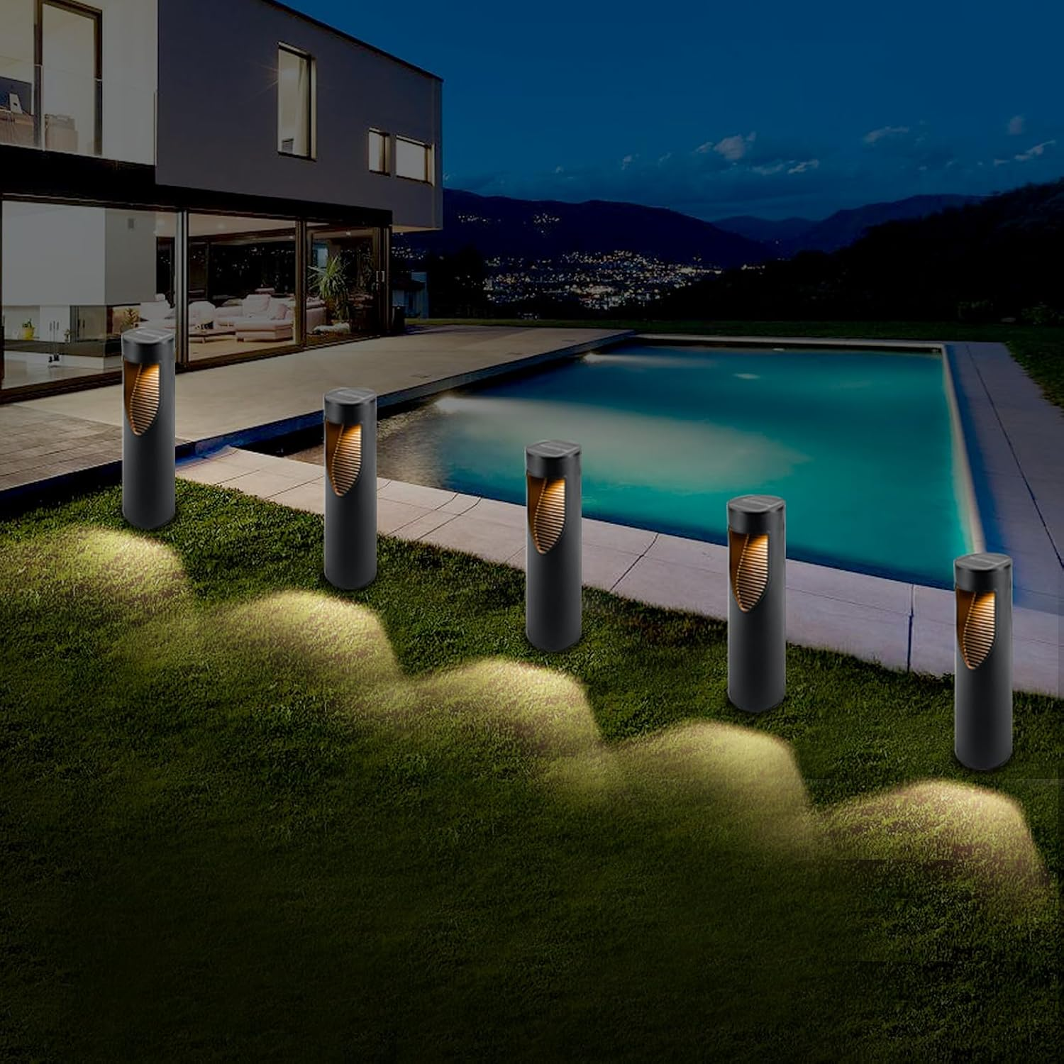 Solar Path Lights Outdoor 1 Pack, Bright Solar Pathway Lights outside Waterproof, Warm & Cool Walkway Lights Solar Powered, Landscape Lights for Driveway Lawn Patio Garden Yard image number 4