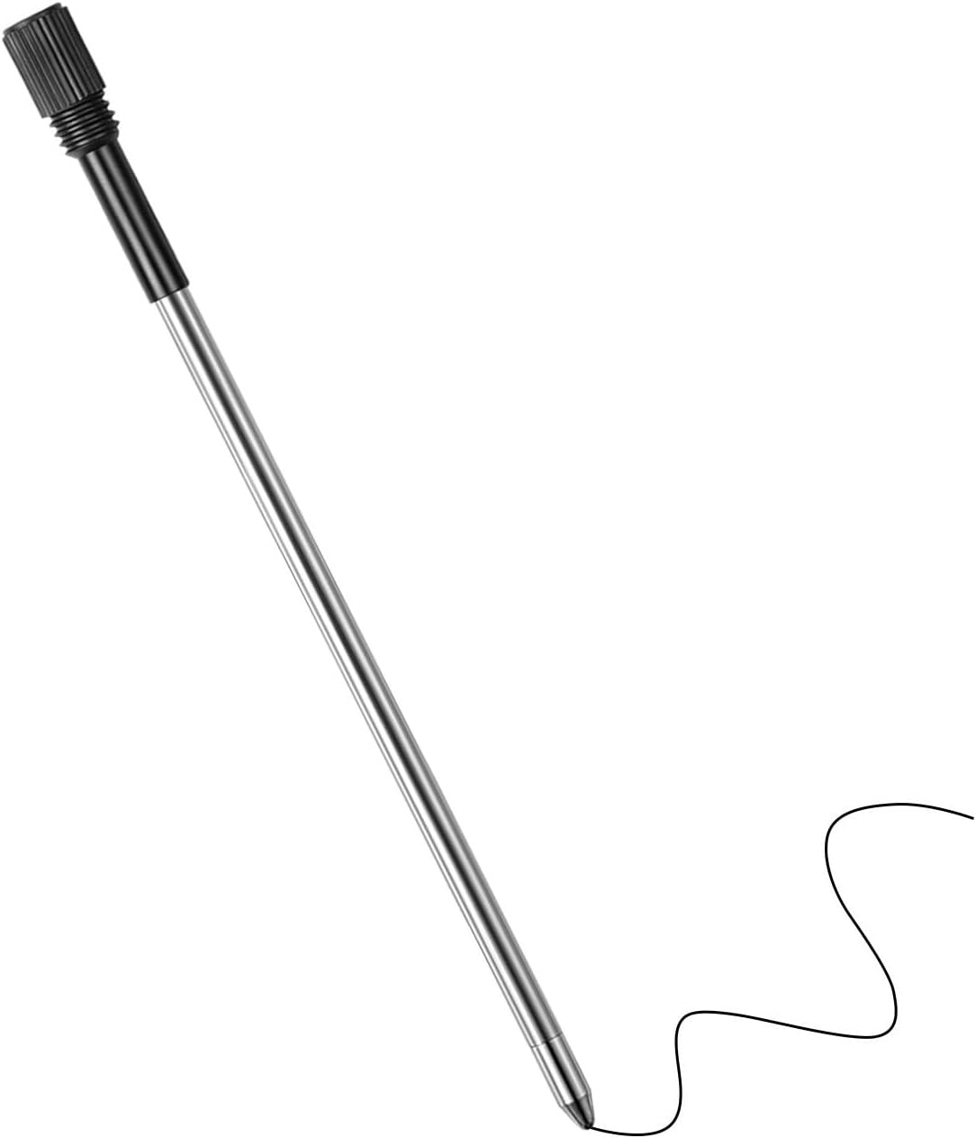 Pack of 20 Ballpoint Pen Refills Black Metal 8 Cm Long Interchangeable 1 Mm Tip Smooth Writing Refills Black Ink for Office School Home