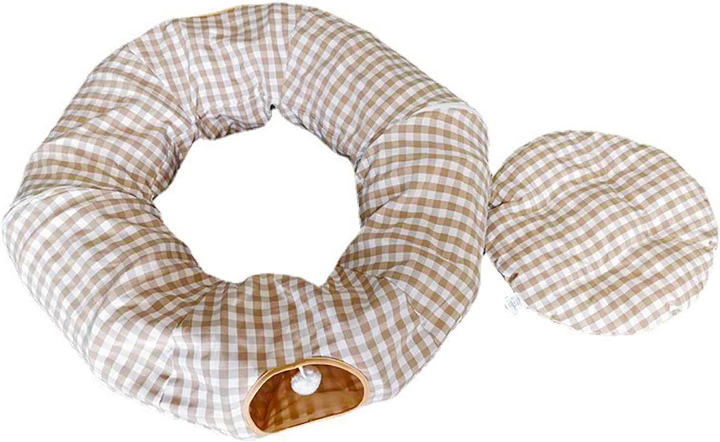 Cat Nest Tunnel | Foldable Cat Nest Toy Sleeping Cave with 2 Entrances | Washable Bed Donut Toy for Bedroom, Pet Store, Living Room, Garage image number 5