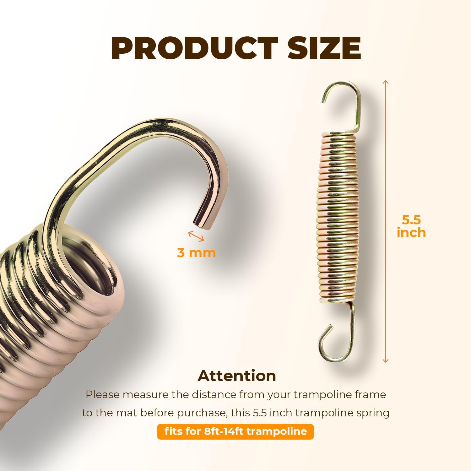 Woowood 5.5 Inch Trampoline Springs Heavy Duty Stainless Steel Replacement Parts, Universal Trampoline Spring Tool, Weather-Resistant, Set Of image number 6