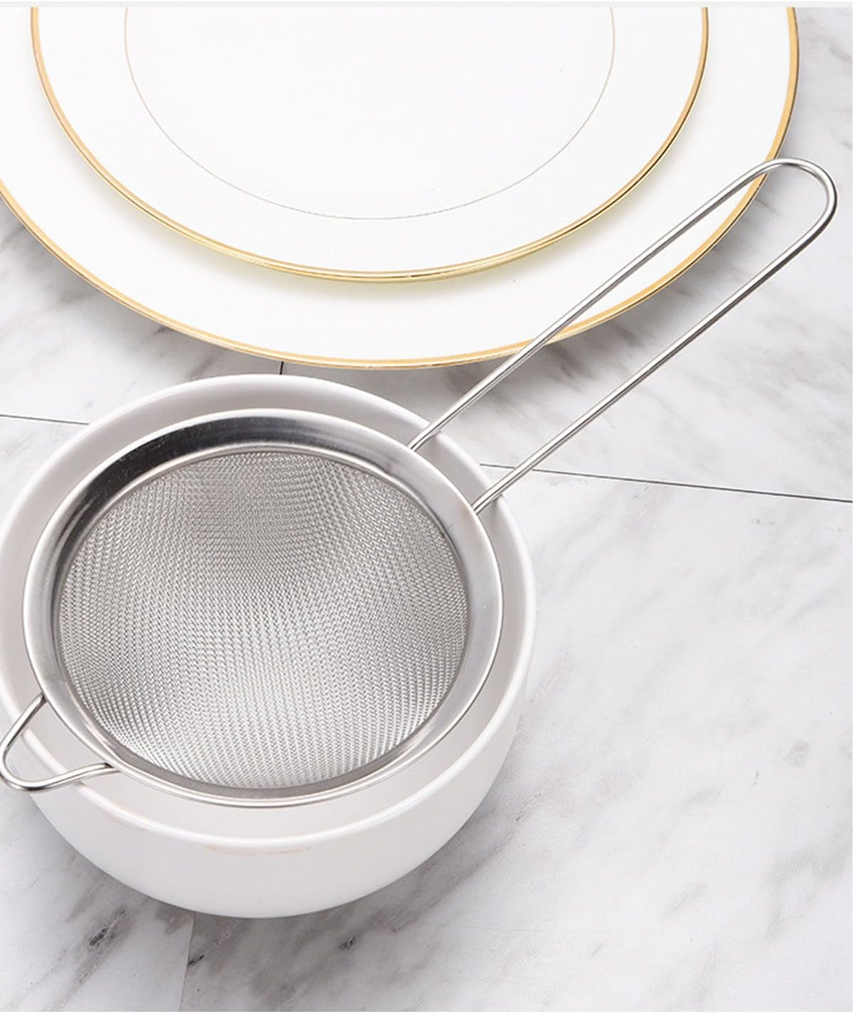 Stainless Steel Fine Mesh Strainer 2 PCS, Handle Sieve Mesh Strainers Sieve Flour Sifter Set for Kitchen image number 2