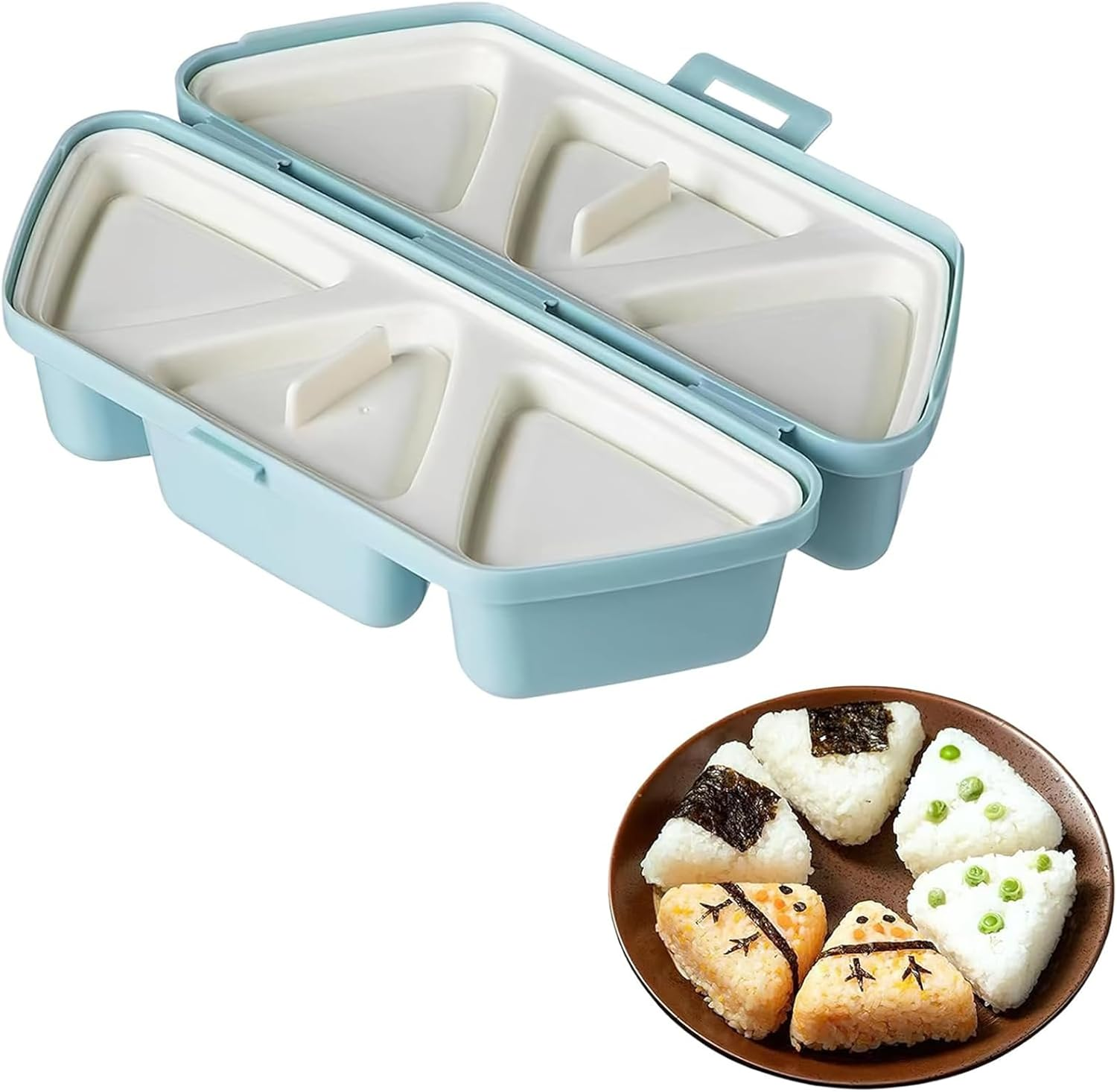 Yeanifeana 6 in 1 Sushi Mold for Onigiri Rice Balls, Non-Stick Triangle Press Maker with Cavity Design, Reusable Tools for Seaweed, Cilantro & Sushi image number 4