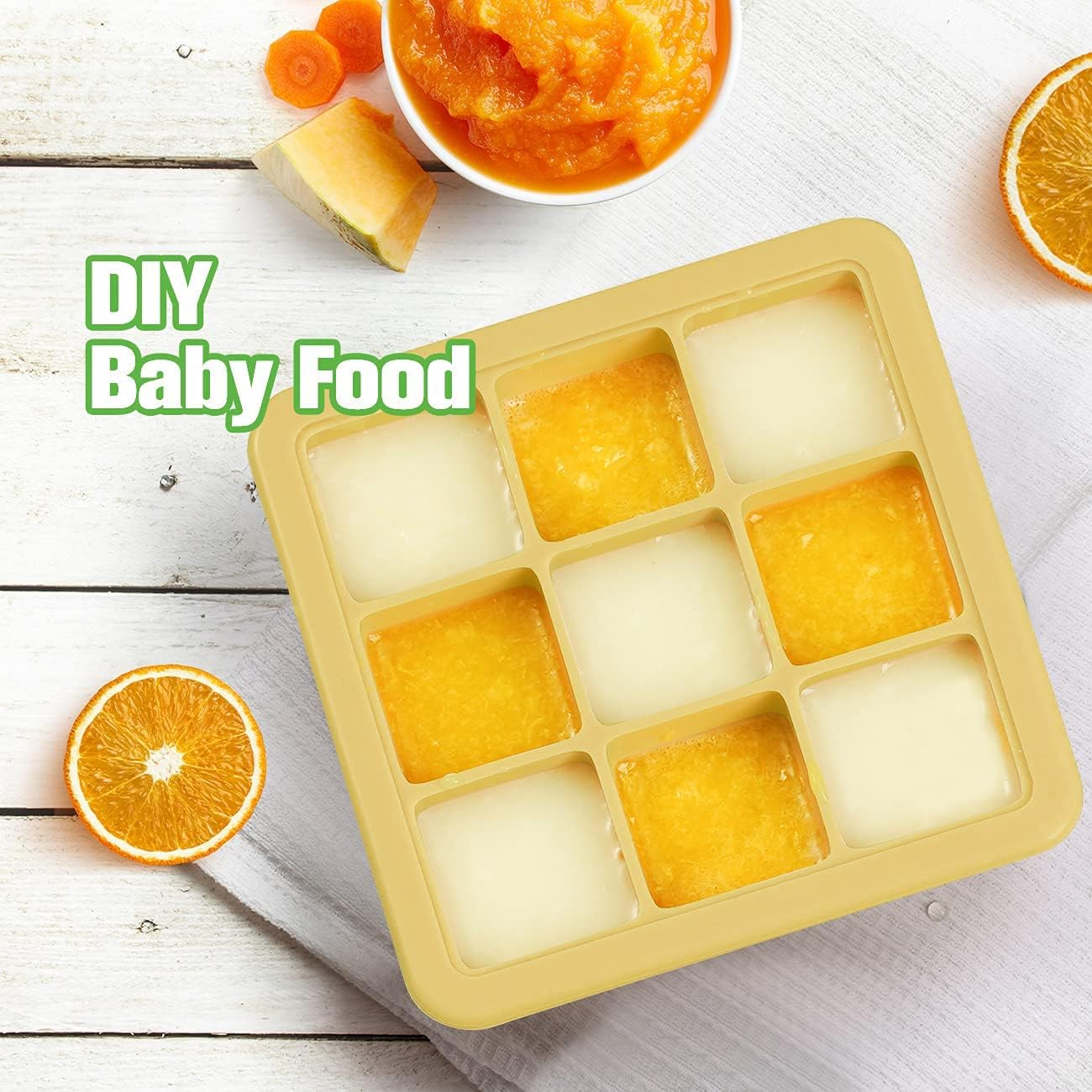 Haakaa Baby Food and Breast Milk Freezer Tray with Lid, 9 X 1.2Oz - Banana image number 1