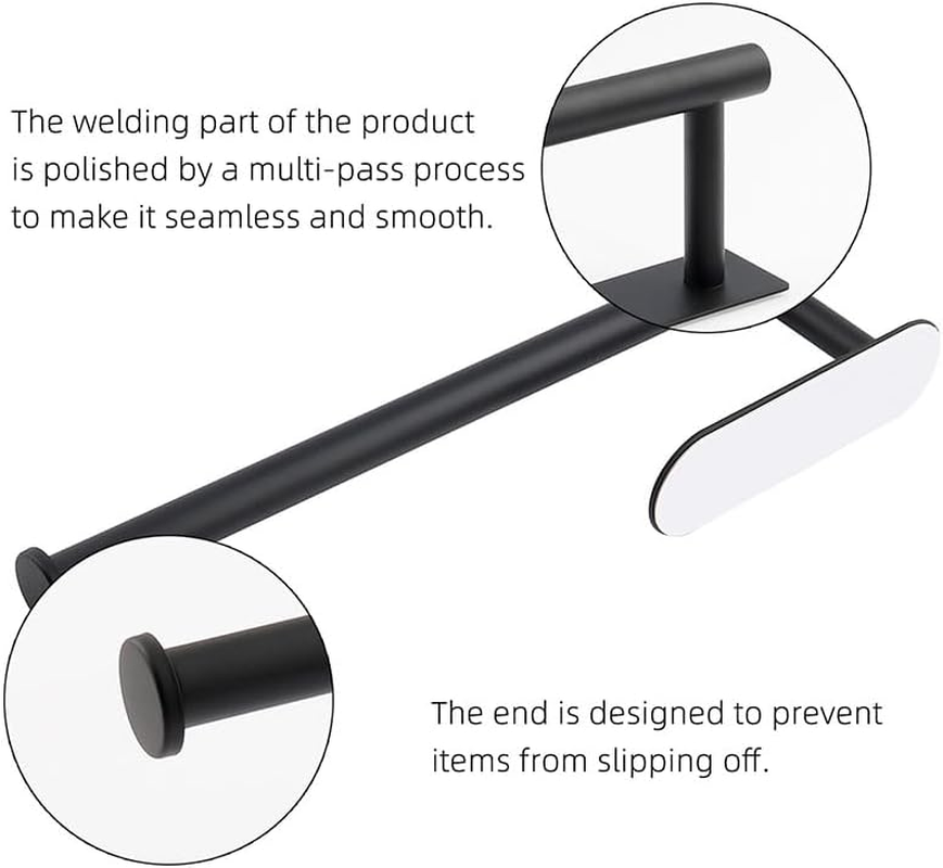 Paper Towel Holder, under Cabinet Paper Towel Holder Wall Mount for Kitchen, Premium Stainless Steel Holder, Aesthetic Design Black Paper Towel Rack image number 4