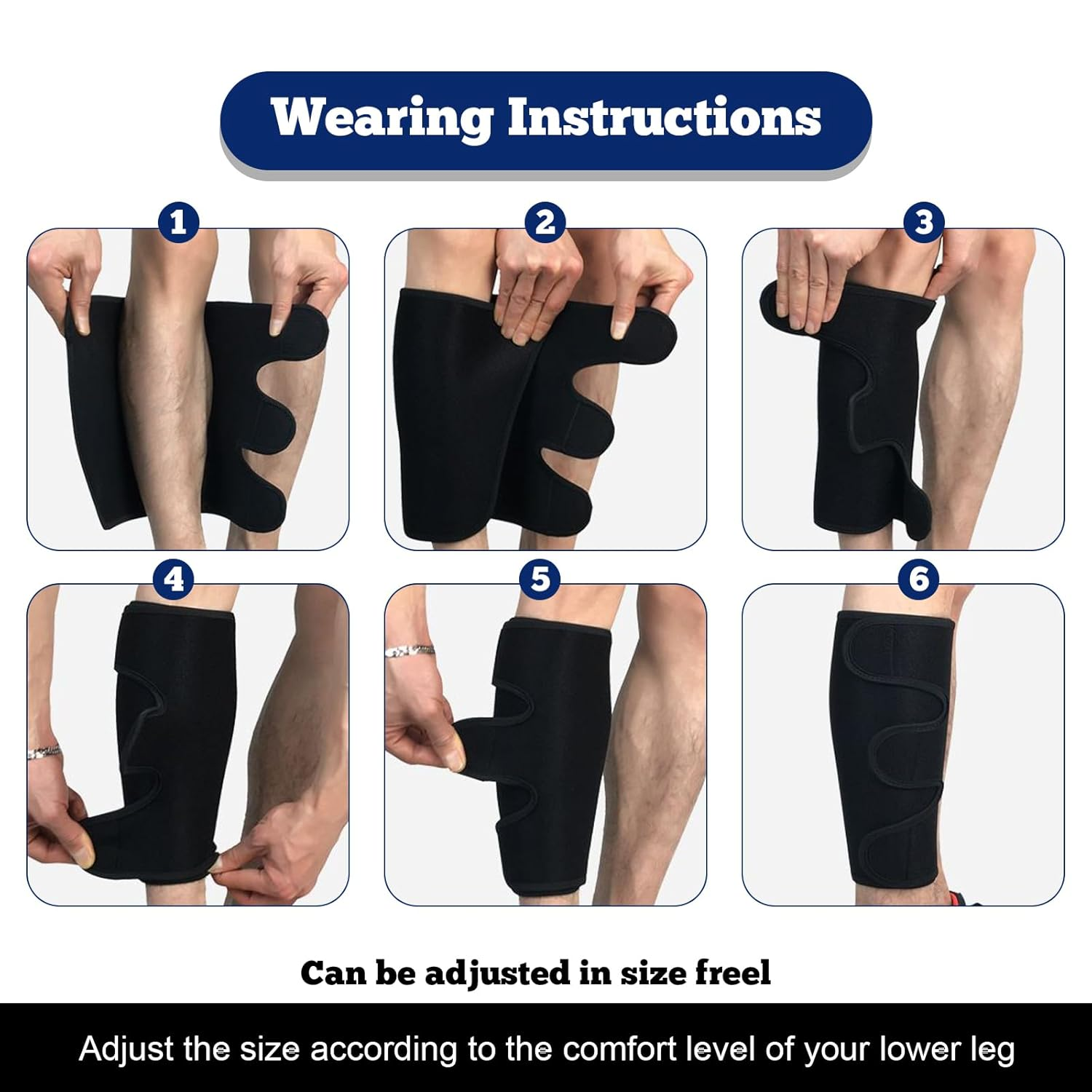 Calf Support Brace 2 Pack Adjustable Shin Splint Compression Sleeve - Calf Support Bandage with Adjustable Shin Compression Wrap for Leg Pain Relief
