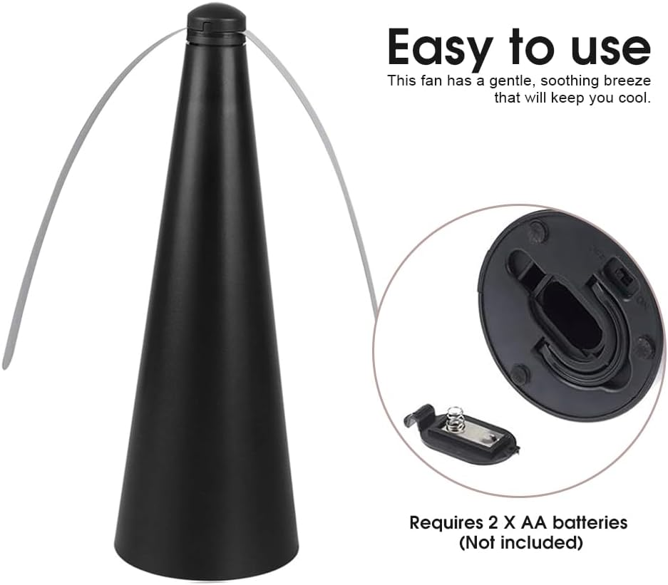 Living Today Fly Swatter Fan, Battery Operated Food Spinning Fan for Table Picnic,Portable Table Fly Repellent Fan,Food Fruit Fans for outside Indoor Meal for Restaurant Patio Home Barbeque (1, Black)