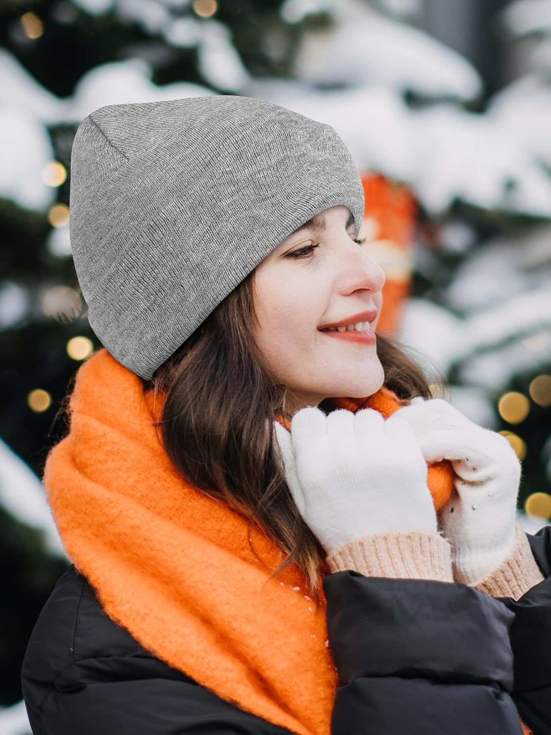 KUTTOR 3 Pack Satin Lined Beanie for Women Men Winter Slouchy Cap Adult Soft Knit Hat with Satin Lining One Size Fits Most image number 4