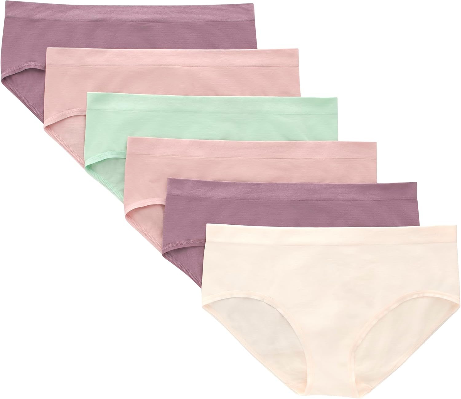 Hanes Tween Girls Underwear, Seamless Girls Panties, Boyshort & Hipster, Assorted Colors, 6-Pack