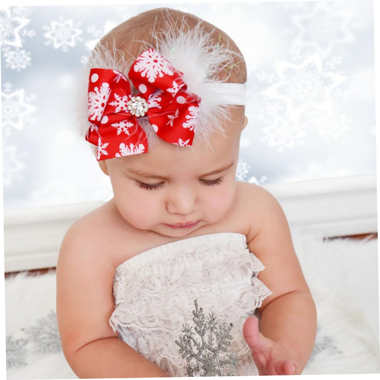 MERRYHAPY Baby Christmas Headwear Hair Ribbons Headband Baby Christmas Red Baby Christmas Headband image number 1