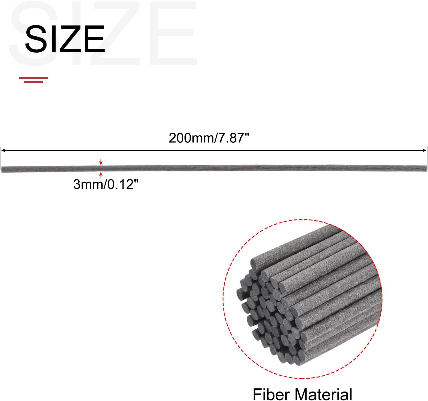Sourcing Map Fiber Reed Diffuser Sticks 7.9" X3Mm for Aroma Fragrance Essential Oil, Grey Pack of 50 image number 2