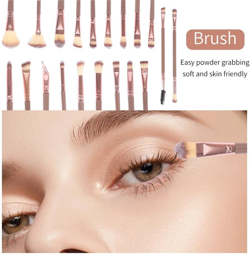 40 PCS Professional Makeup Brush Tools Set, Puff, Cosmetic Brush Sponge, Brush Cleaning Bow Set, Headband, Facial Makeup, Cleaning Accessories, Makeup Products, Valentine Day Item - Coffee image number 3