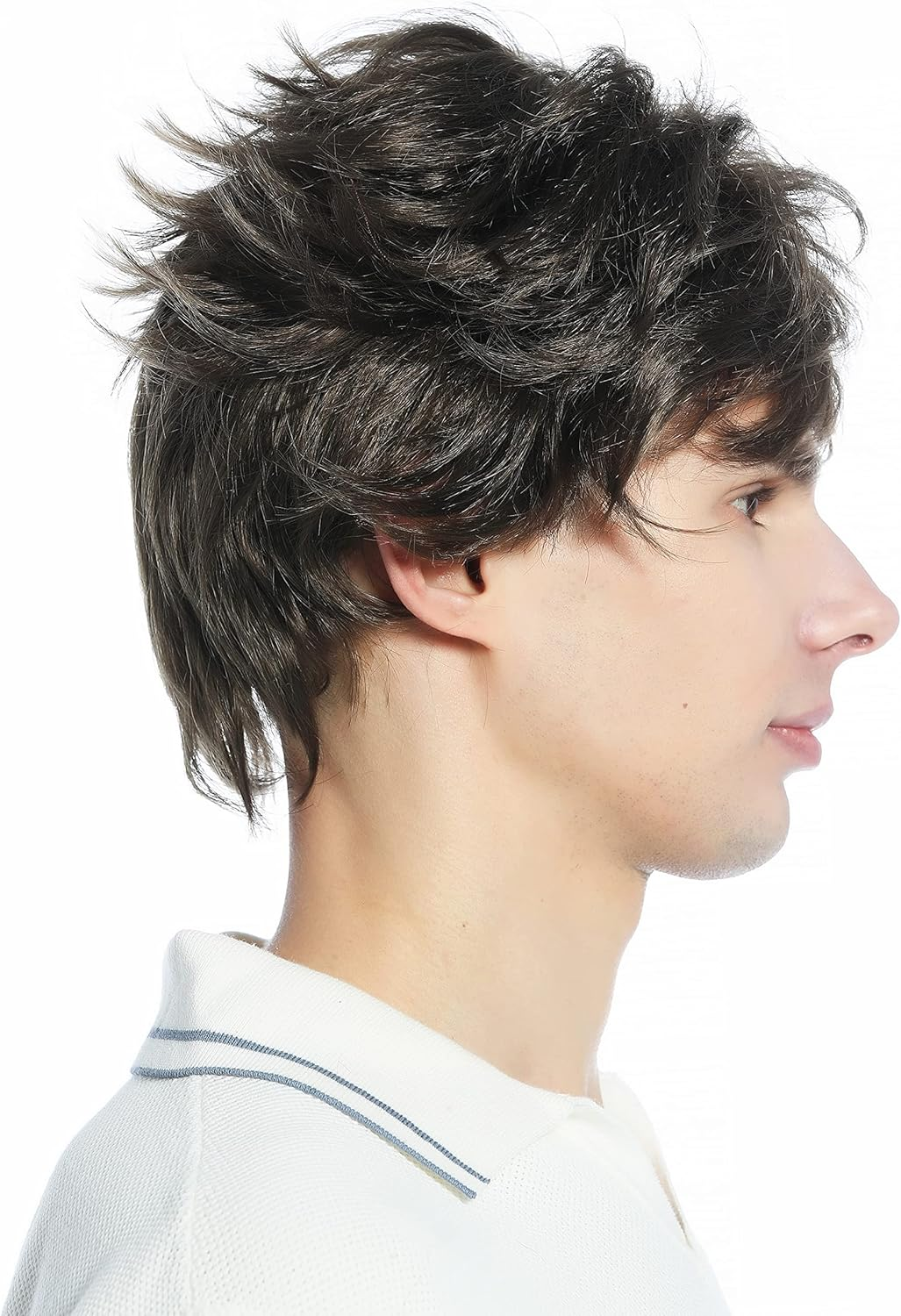 WIG ME up - M-252A-18 Wig Men Women Short Retro 80S Toupeed Wild as Uncombed Brown Medium Brown image number 3