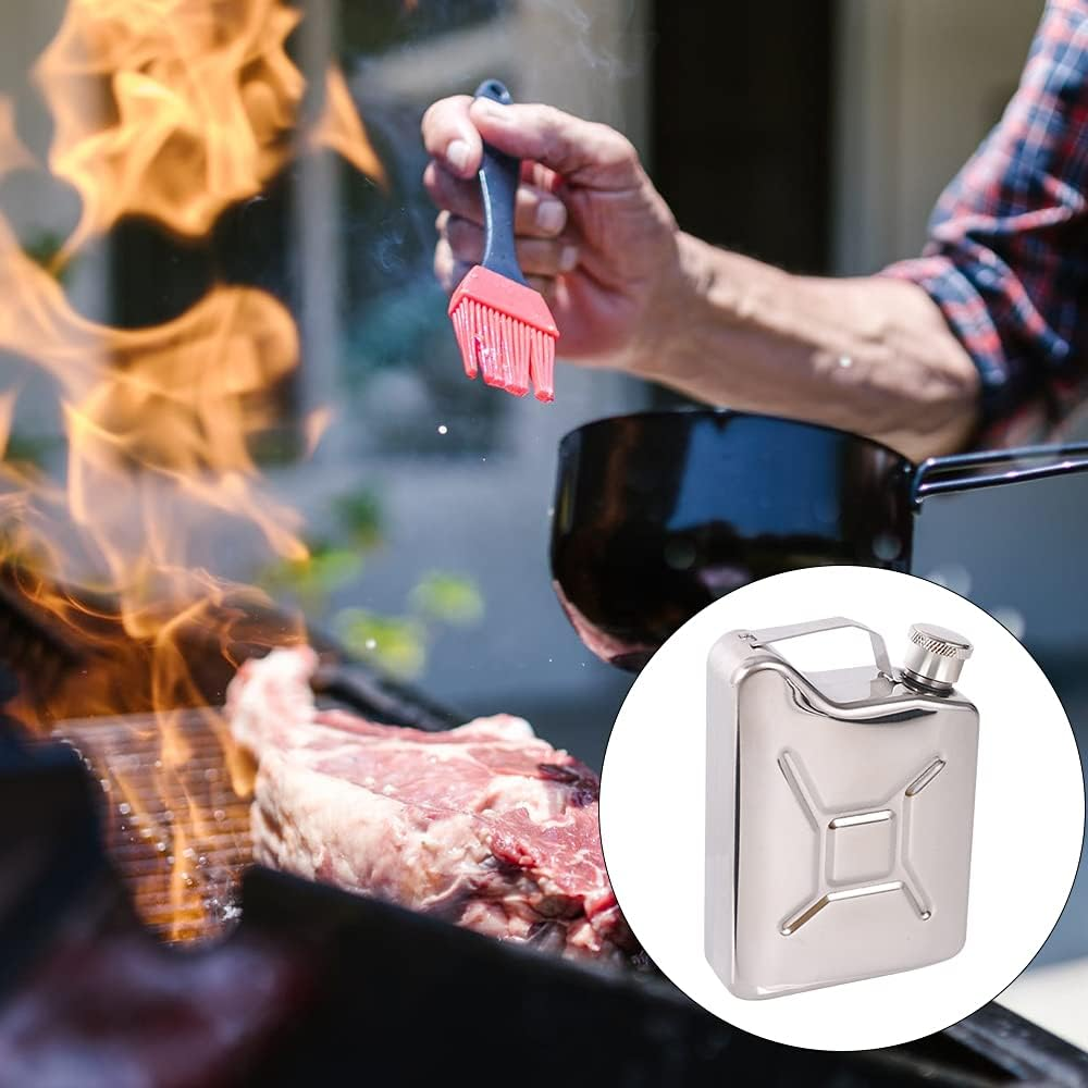 5Oz Stainless Steel Oil Jerry Can Liquor Hip Flask Pocket Whiskey Flask Flagon for Men Climbing Bar Party Drinker image number 5