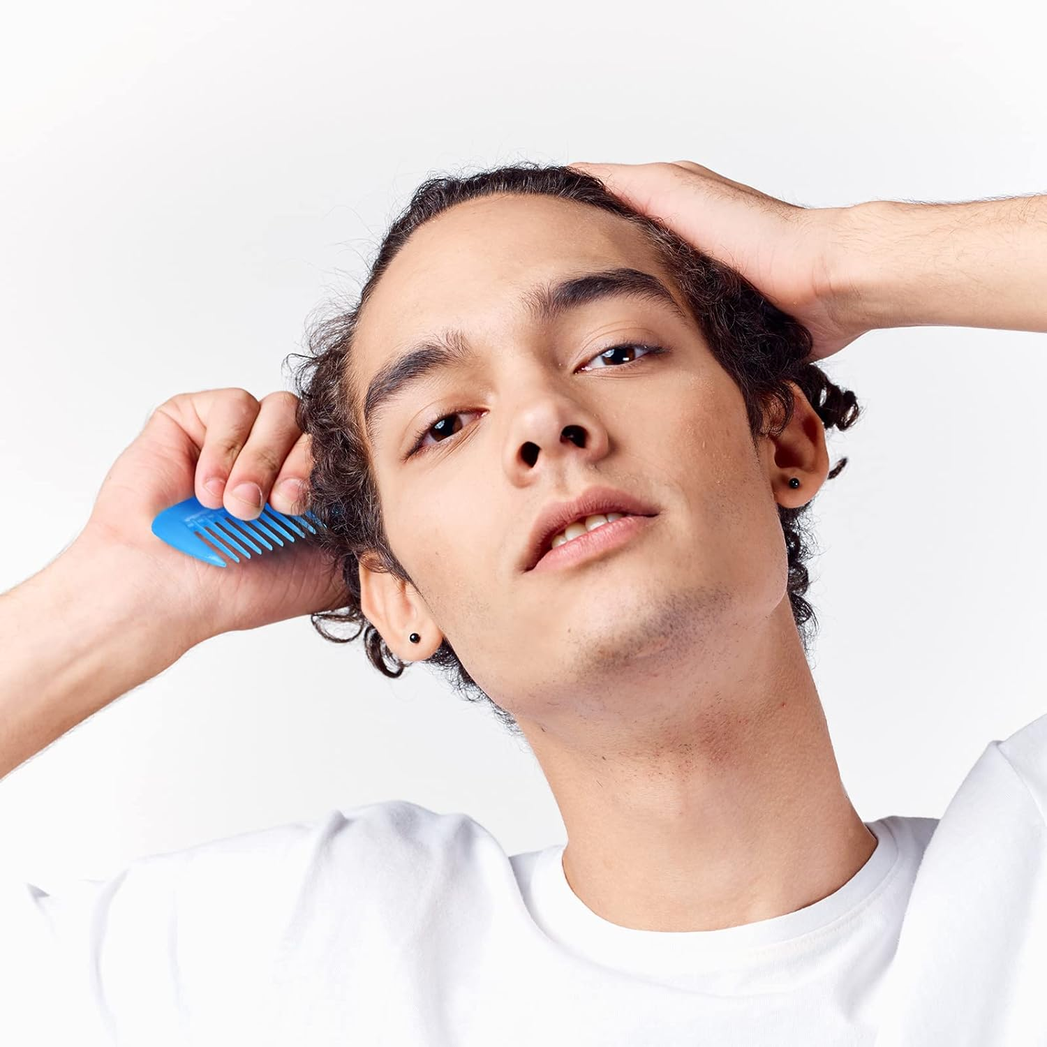 Vesici 100 Packs Combs Bulk Individually Wrapped Multicolor Disposable Travel Comb Bulk Hair for Hotel Small Combs Homeless Shelter Church(Multicolor) - Black,Blue image number 4