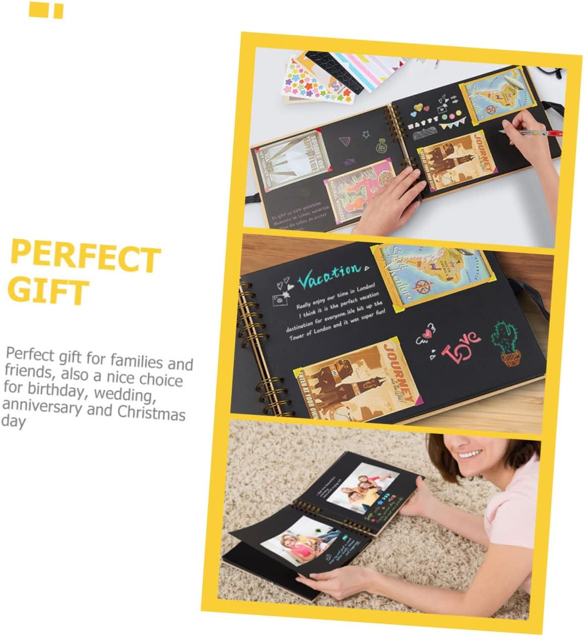 Cabilock DIY Photo Scrapbook Album Handmade Travel Photo Book for Vintage Design with Craft Supplies Cover for Memorable Moments image number 4