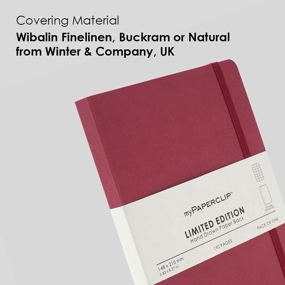 Mypaperclip Limited Edition A5 Checks/Squared Notebook | 190 Pages, 100 GSM, Soft Cover | Flat Lay Design | Bookmark, Elastic Closure & Back Pocket | Office Use, School, Journaling Diary (Raspberry) - Amethyst image number 4