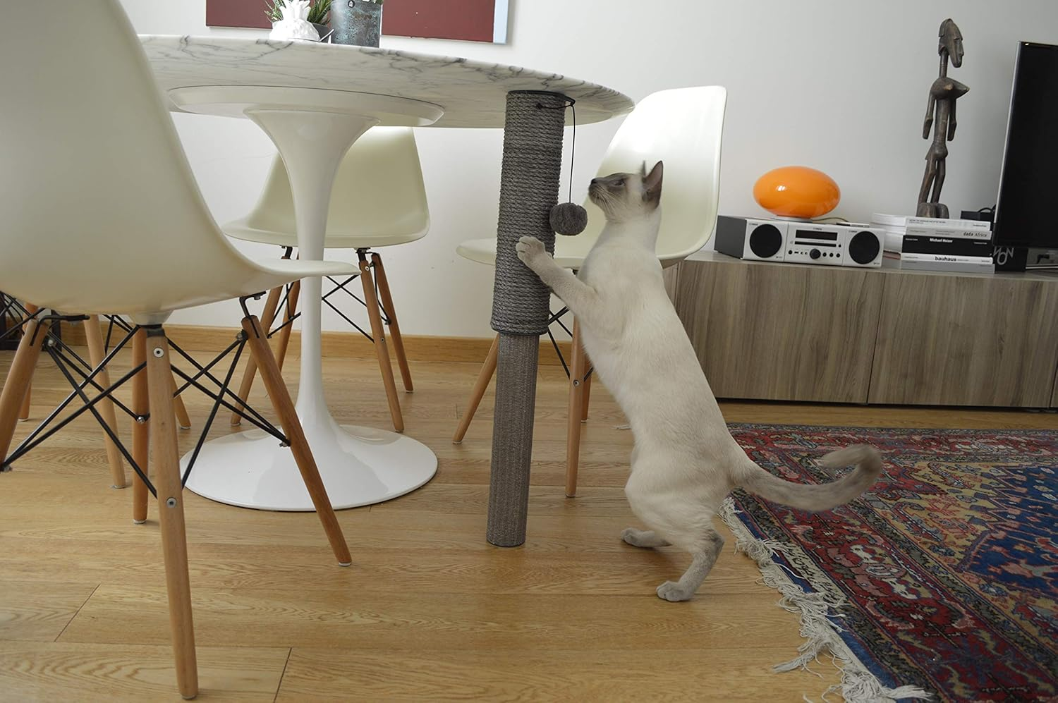 UNITED PETS Cat Scratching Post, Extensible for Tables 26-31 Inches, Grey Sisal with Cat Toy, One Size image number 1