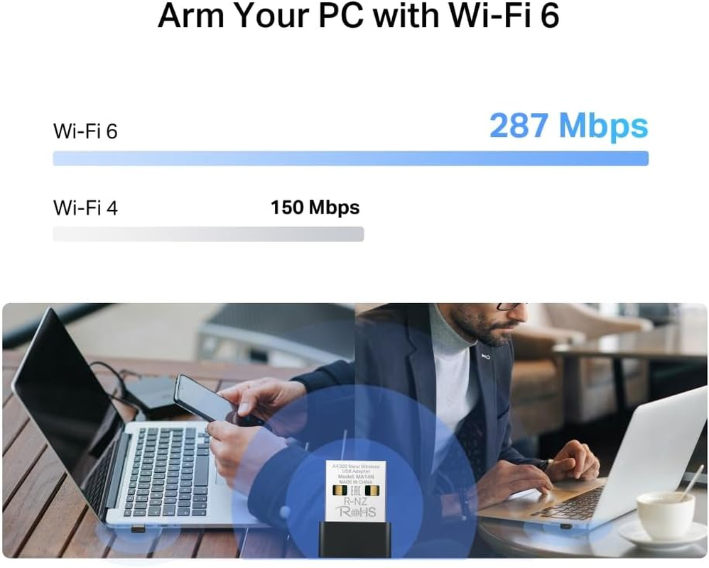 Mercusys AX300 Nano Wireless USB Adapter, Wi-Fi 6, Lower Latency Gameplay, WPA Security, MU-MIMO, OFDMA, Pre-Loaded Driver, Nano-Size, Easy Setup & Flexible Desgin, Wide Compatibility(Ma14N) image number 5