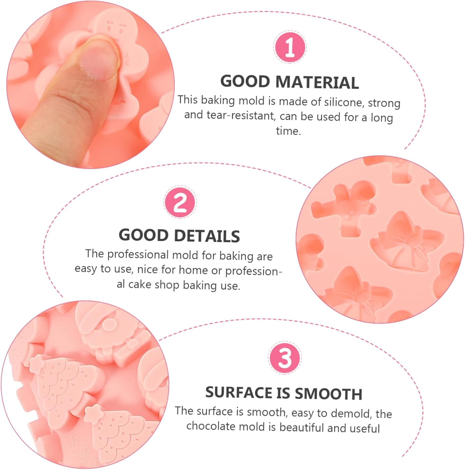 2Pcs Silicone PET Treat Molds 72-Grid Christmas Theme Dog Snack Mold Flexible Baking Tray Blue and Pink DIY Dog Food Biscuit image number 4