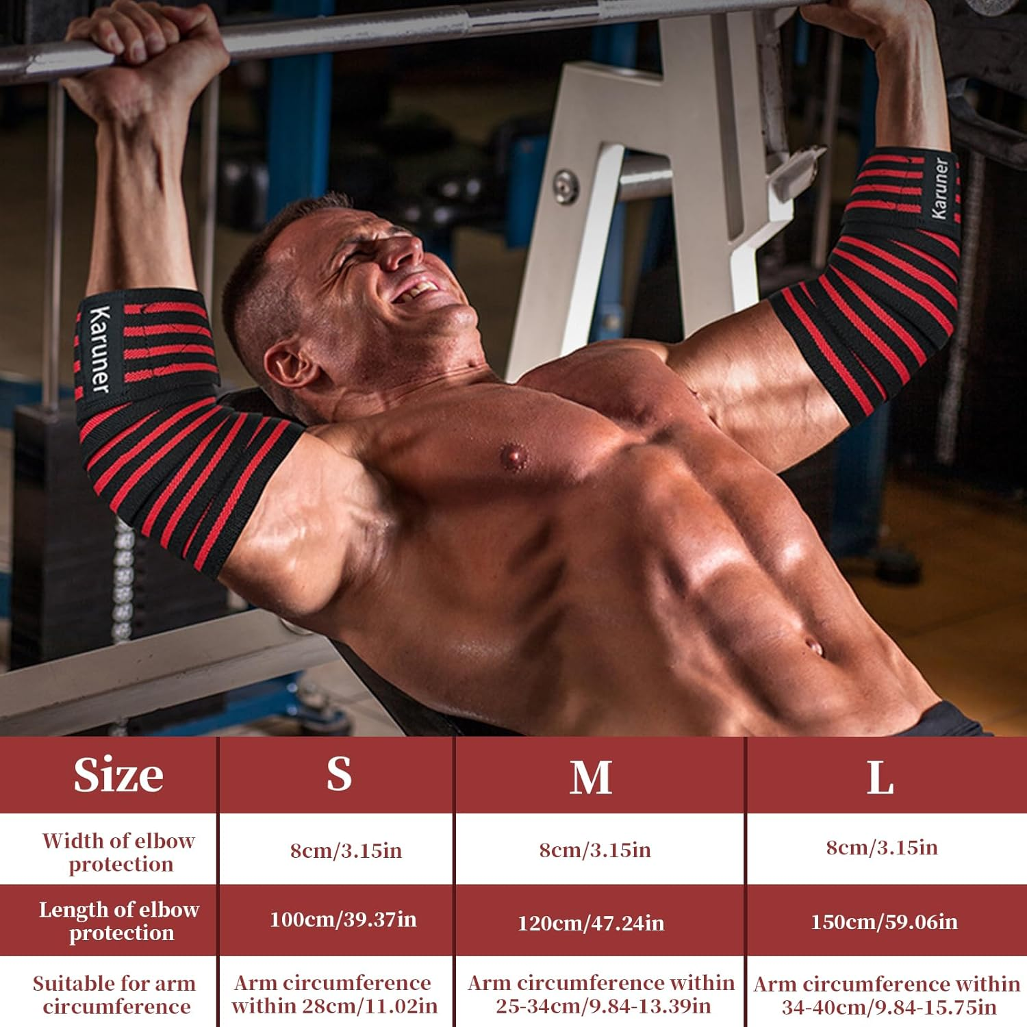 1 Pcs Elbow Wraps for Weightlifting, Flexible Elastic Elbow Braces for Weight Lifting, Bench Press, Powerlifting, Pressing, Breathable Support Elbow Wraps for Joint Pain Relief, Strength Training (L) image number 5