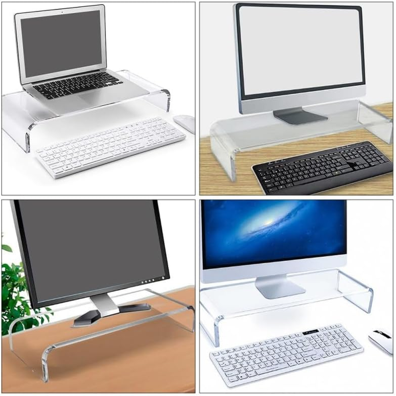 Mipcase Acrylic Monitor Stand for Desk : Transparent Monitor Riser Clear Shelf for Home Office Use, 20.71X7.47X3.65In image number 2