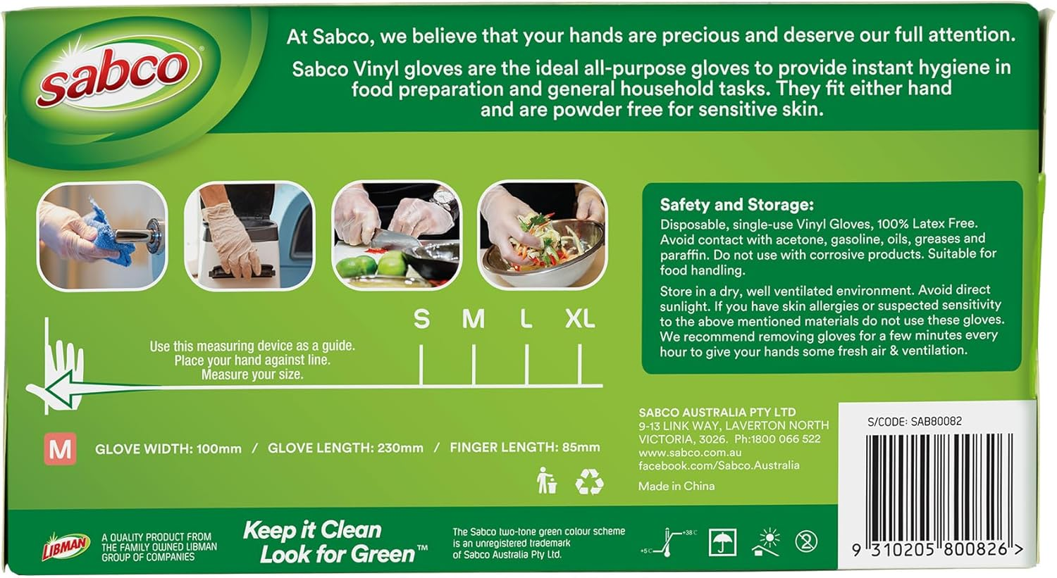 Sabco All-Purpose Vinyl Disposable Gloves, Medium (Pack of 100) image number 1