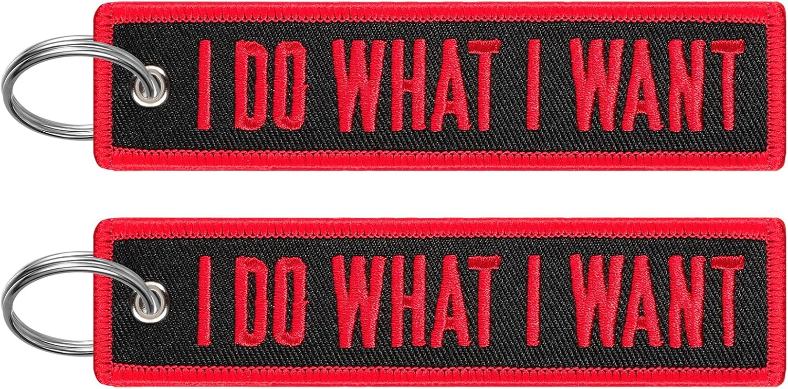 2 Pcs Embroidery Keychain Key Ring Accessories, Double Sided Motorcycles Car Key Tags for Scooters Men and Women