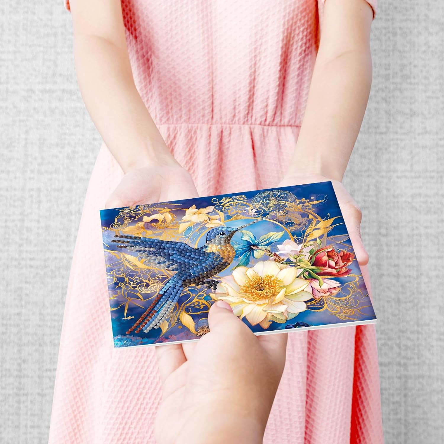 Pigpigboss 12 Packs Flower Butterfly Diamond Painting Greeting Card Kit Bird Diamond Art Greeting Cards Special Shaped Diamond Painting Greeting Card Arts Crafts for Birthday Thanksgiving Day image number 2