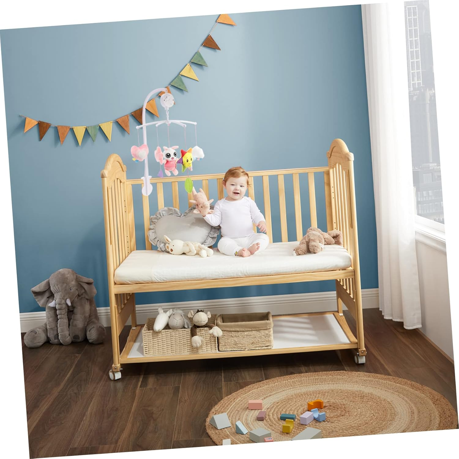 Mobile Crib Rabbit Musical Nursery Mobile for No Batteries Required Enhances Development for Showers Calming Effect for Crib Sleep image number 6