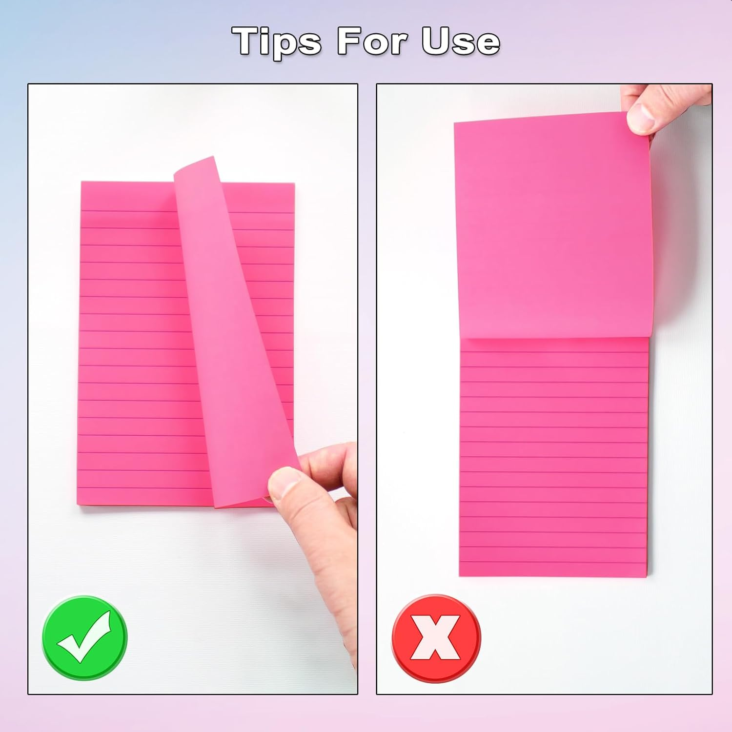 9 Pack Lined Sticky Notes 4X6 in Post Sticky Notes with Lines, Large Ruled Post Sticky Colorful Super Sticking Power Memo Pads Strong Adhesive (Pink Themed) image number 6